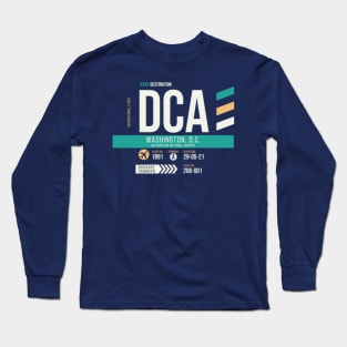 Washington DC (DCA) Airport Code Baggage Tag Long Sleeve T-Shirt